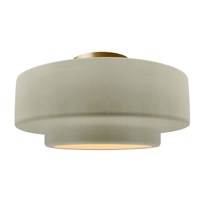 Justice Designs - CER-6365-CKC-BRSS - One Light Semi-Flush Mount - Radiance - Celadon Green Crackle