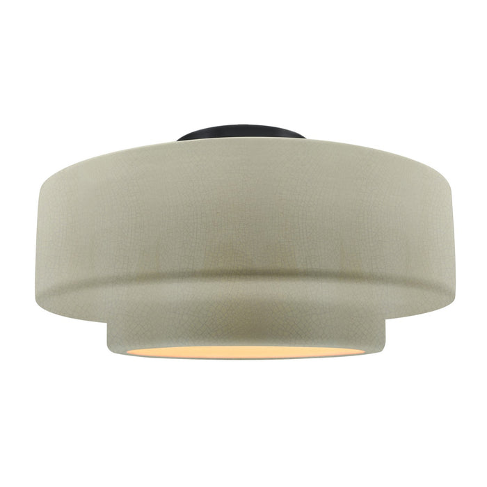 Justice Designs - CER-6365-CKC-MBLK - One Light Semi-Flush Mount - Radiance - Celadon Green Crackle
