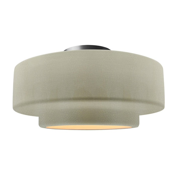 Justice Designs - CER-6365-CKC-NCKL - One Light Semi-Flush Mount - Radiance - Celadon Green Crackle