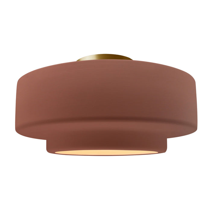Justice Designs - CER-6365-CLAY-BRSS - One Light Semi-Flush Mount - Radiance - Canyon Clay