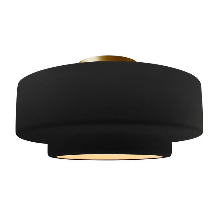 Justice Designs - CER-6365-CRB-BRSS - One Light Semi-Flush Mount - Radiance - Carbon - Matte Black