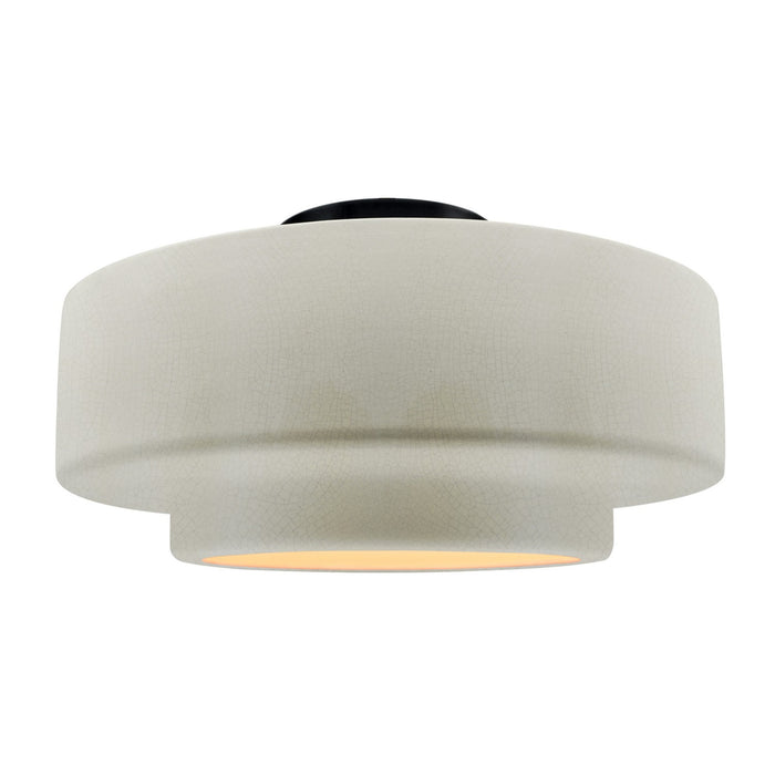 Justice Designs - CER-6365-CRK-MBLK - One Light Semi-Flush Mount - Radiance - White Crackle