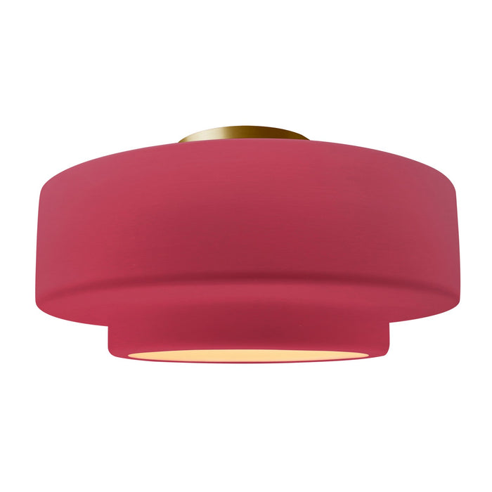 Justice Designs - CER-6365-CRSE-BRSS - One Light Semi-Flush Mount - Radiance - Cerise