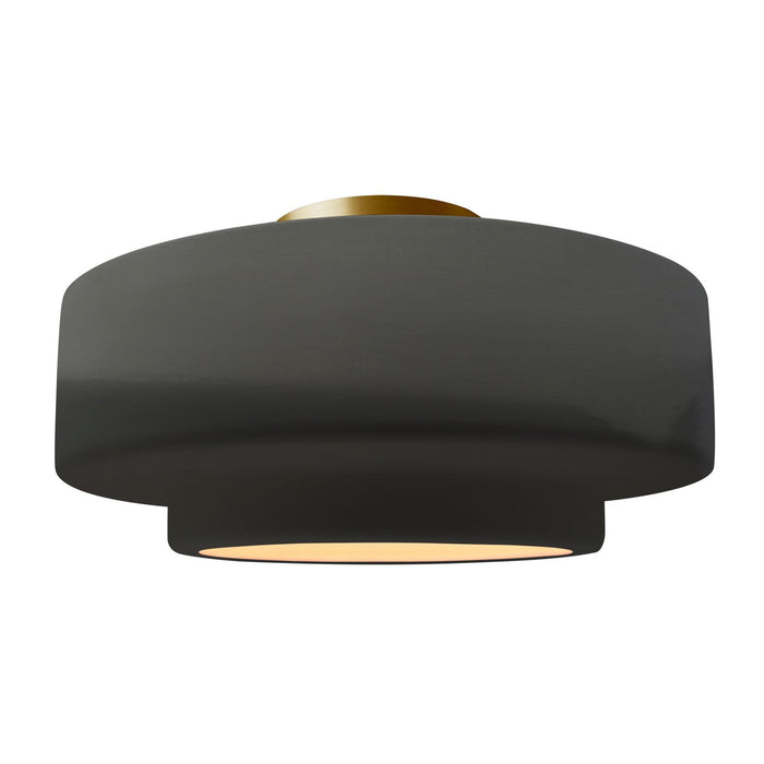 Justice Designs - CER-6365-GRY-BRSS - One Light Semi-Flush Mount - Radiance - Gloss Grey