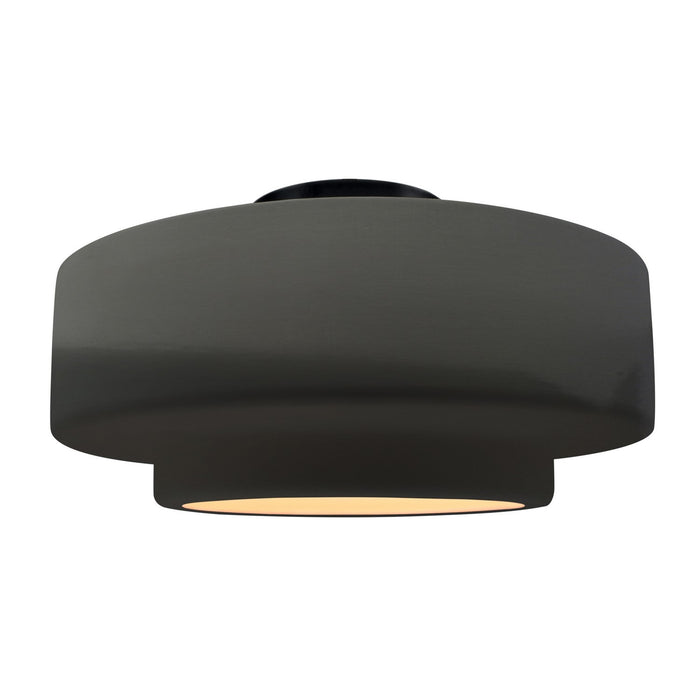 Justice Designs - CER-6365-GRY-MBLK - One Light Semi-Flush Mount - Radiance - Gloss Grey
