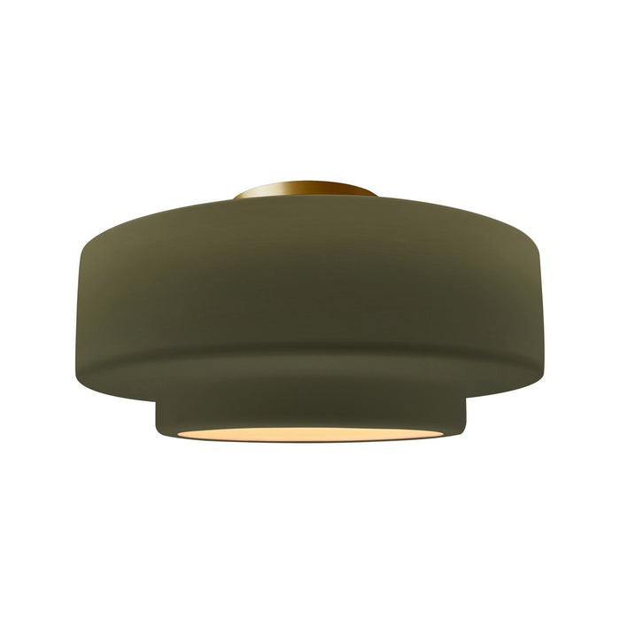 Justice Designs - CER-6365-MGRN-BRSS - One Light Semi-Flush Mount - Radiance - Matte Green