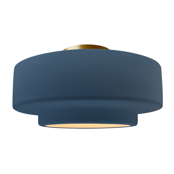 Justice Designs - CER-6365-MID-BRSS - One Light Semi-Flush Mount - Radiance - Midnight Sky