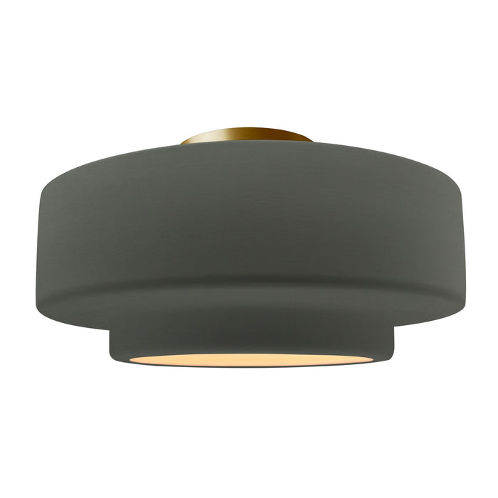Justice Designs - CER-6365-PWGN-BRSS - One Light Semi-Flush Mount - Radiance - Pewter Green