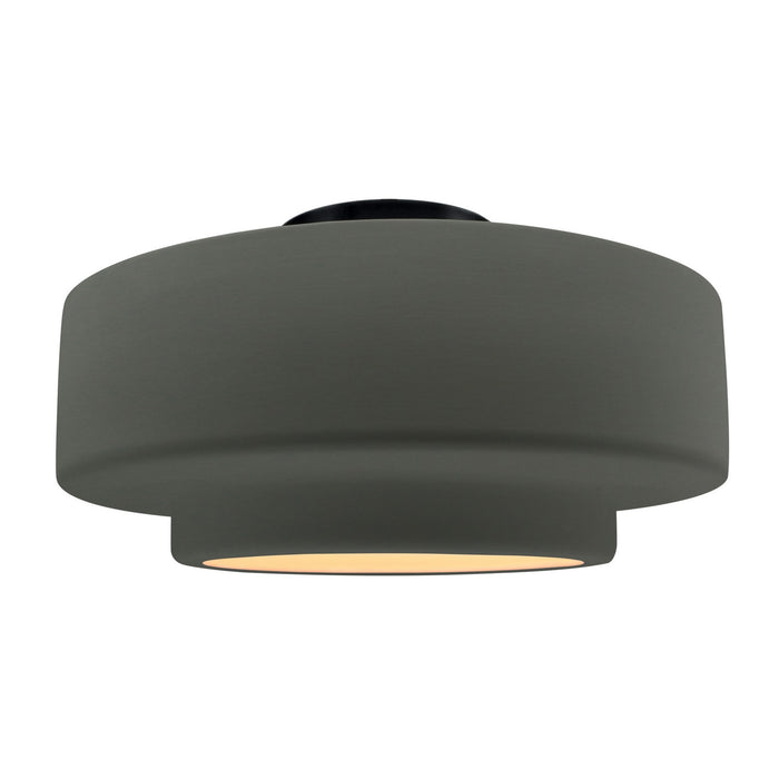 Justice Designs - CER-6365-PWGN-MBLK - One Light Semi-Flush Mount - Radiance - Pewter Green