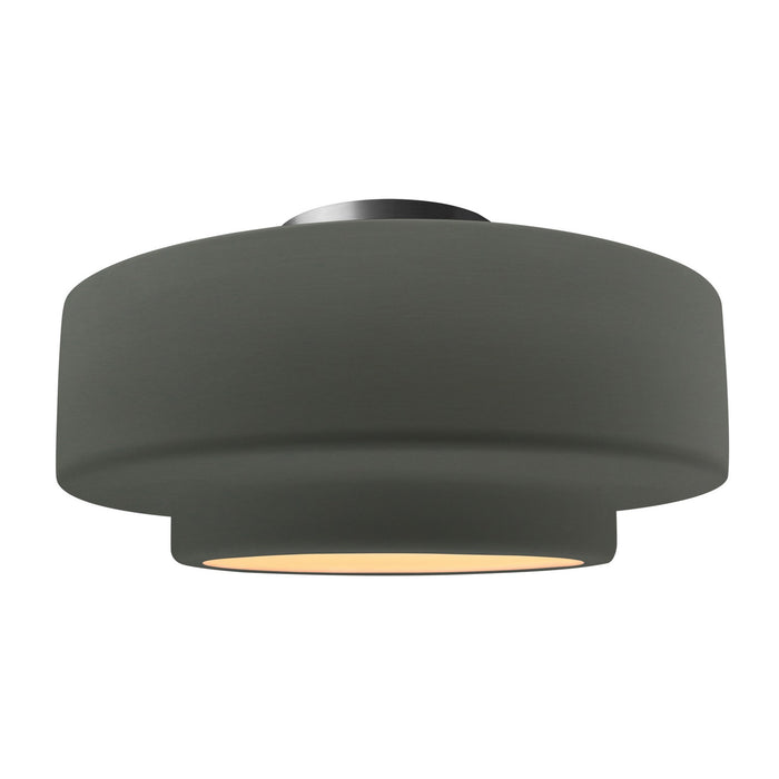 Justice Designs - CER-6365-PWGN-NCKL - One Light Semi-Flush Mount - Radiance - Pewter Green