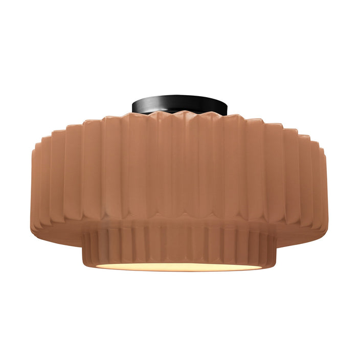 Justice Designs - CER-6375-ADOB-MBLK - One Light Semi-Flush Mount - Radiance - Adobe