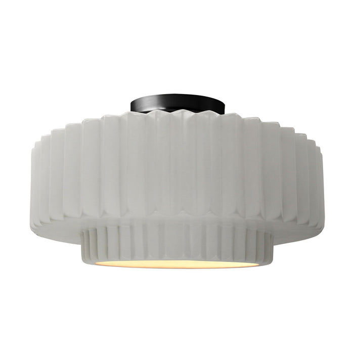Justice Designs - CER-6375-BIS-MBLK - One Light Semi-Flush Mount - Radiance - Bisque