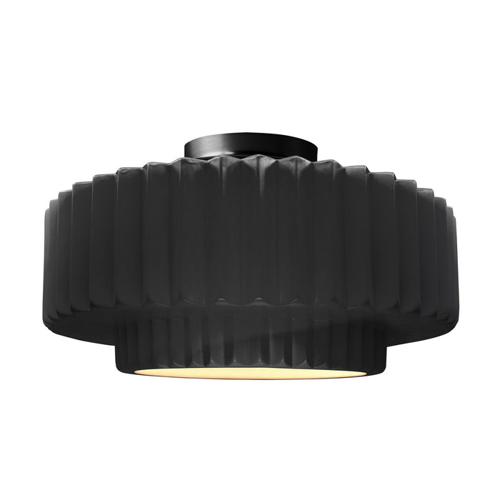 Justice Designs - CER-6375-BLK-MBLK - One Light Semi-Flush Mount - Radiance - Gloss Black
