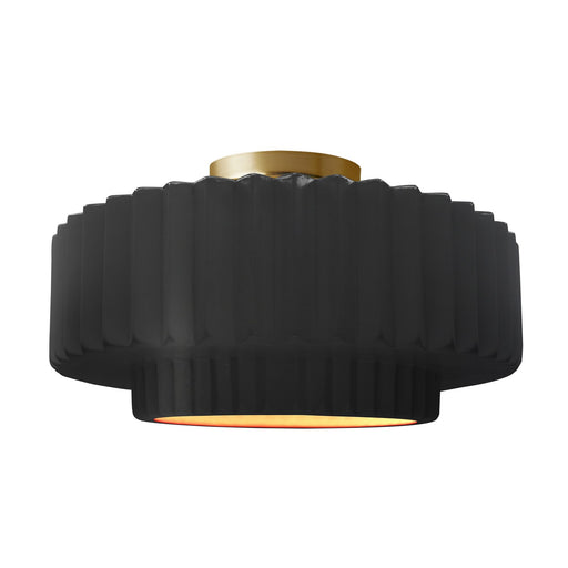 Radiance One Light Semi-Flush Mount Carbon Matte Black w/ Champagne Gold