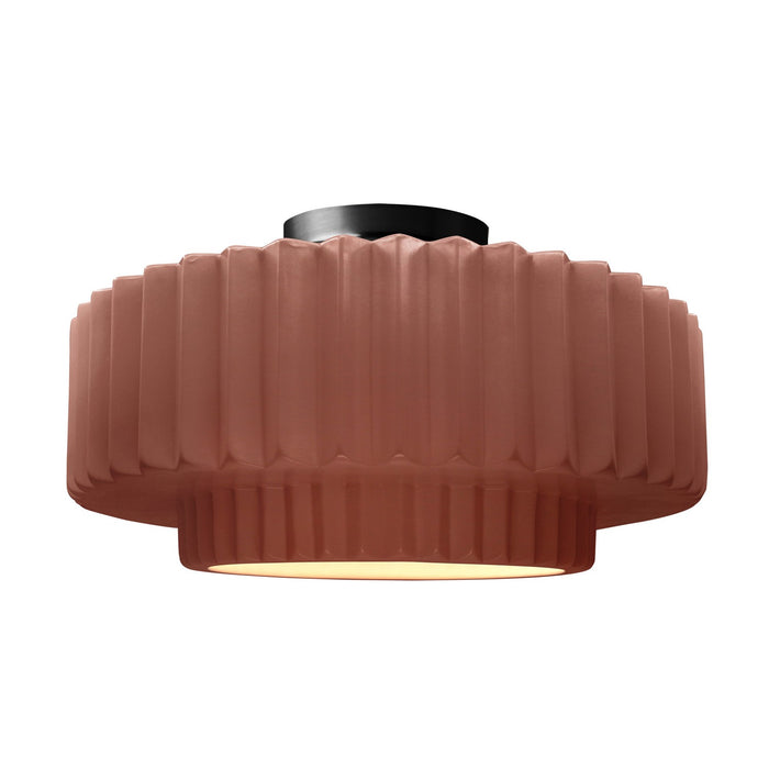 Justice Designs - CER-6375-CLAY-MBLK - One Light Semi-Flush Mount - Radiance - Canyon Clay