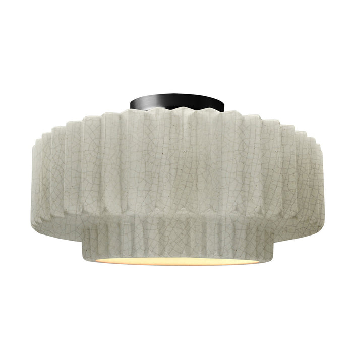 Justice Designs - CER-6375-CRK-MBLK - One Light Semi-Flush Mount - Radiance - White Crackle