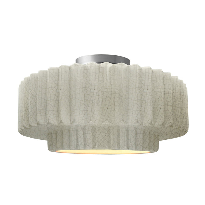 Justice Designs - CER-6375-CRK-NCKL - One Light Semi-Flush Mount - Radiance - White Crackle