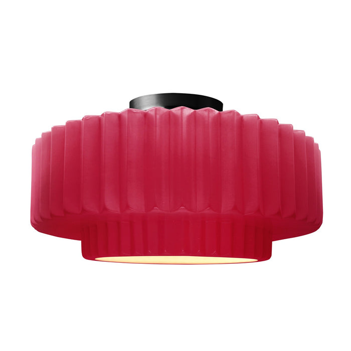 Justice Designs - CER-6375-CRSE-MBLK - One Light Semi-Flush Mount - Radiance - Cerise