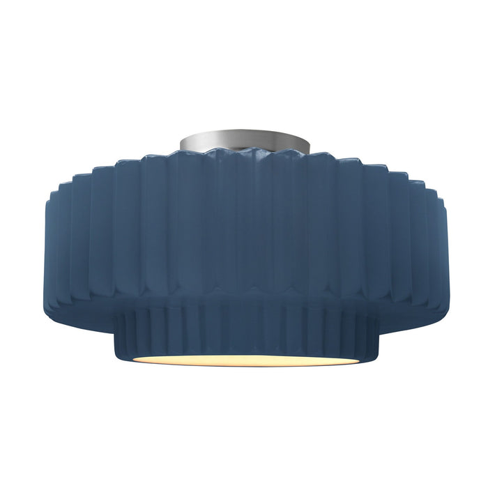 Justice Designs - CER-6375-MDMT-NCKL - One Light Semi-Flush Mount - Radiance - Midnight Sky w/ Matte White