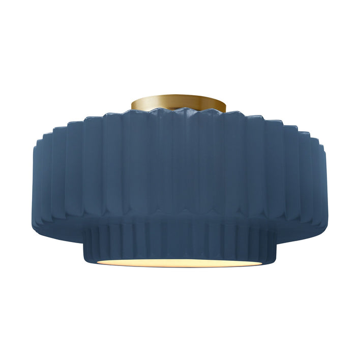 Justice Designs - CER-6375-MID-BRSS - One Light Semi-Flush Mount - Radiance - Midnight Sky