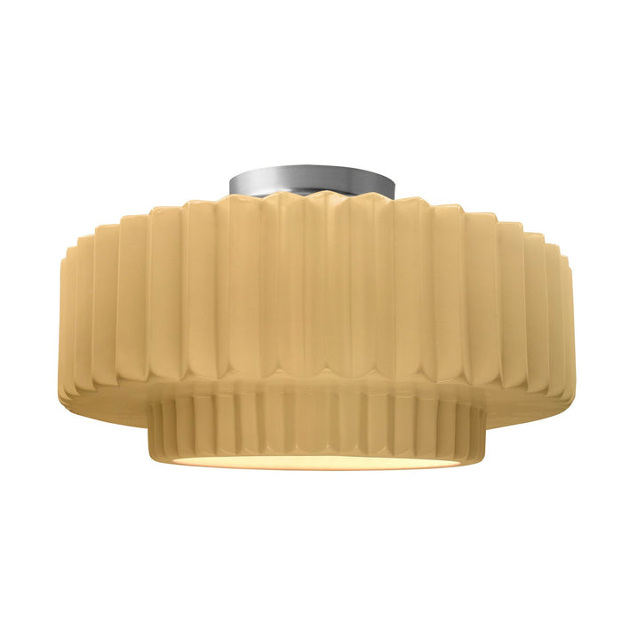 Justice Designs - CER-6375-MYLW-NCKL - One Light Semi-Flush Mount - Radiance - Muted Yellow
