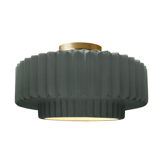 Radiance One Light Semi-Flush Mount Pewter Green