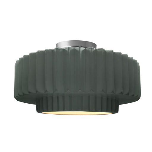 Radiance One Light Semi-Flush Mount Pewter Green