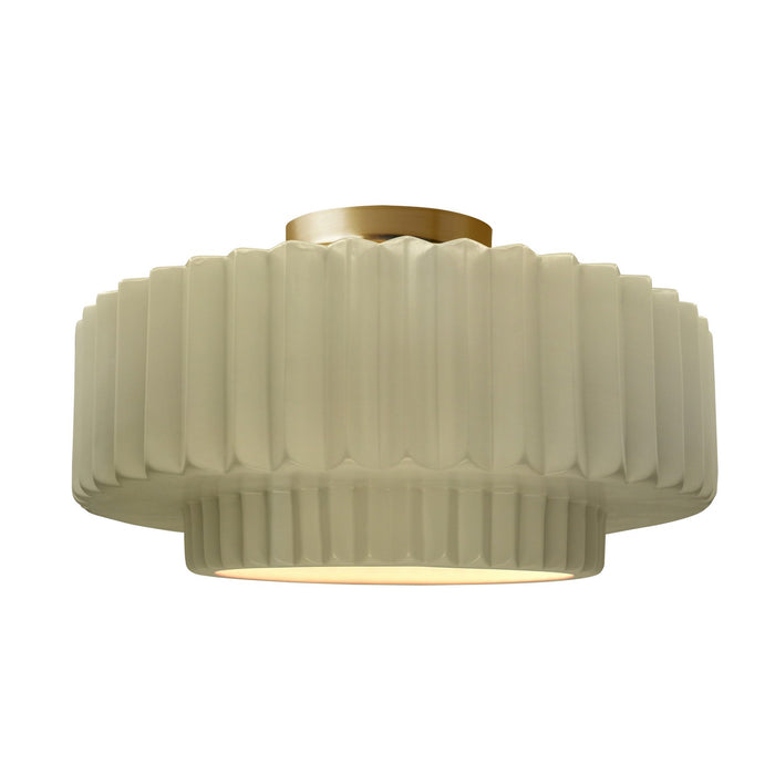 Justice Designs - CER-6375-VAN-BRSS - One Light Semi-Flush Mount - Radiance - Vanilla (Gloss)