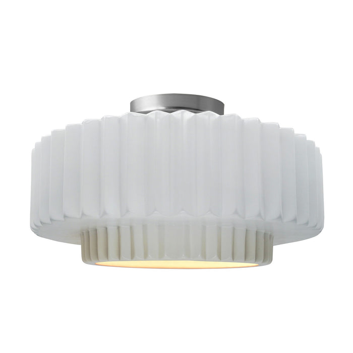 Justice Designs - CER-6375-WHT-NCKL - One Light Semi-Flush Mount - Radiance - Gloss White