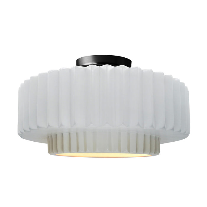 Justice Designs - CER-6375-WTWT-MBLK - One Light Semi-Flush Mount - Radiance - Gloss White (outside and inside of fixture)