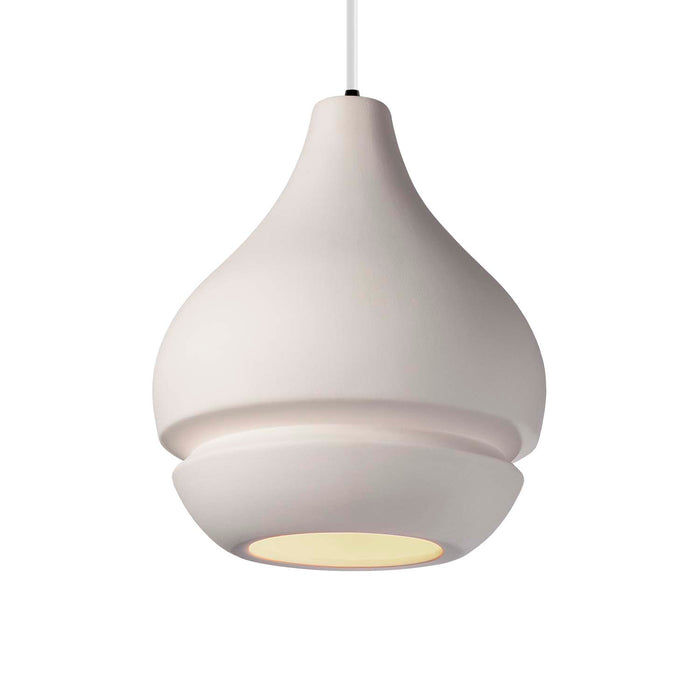 Justice Designs - CER-6400-BIS-MBLK-WTCD - One Light Pendant - Radiance - Bisque