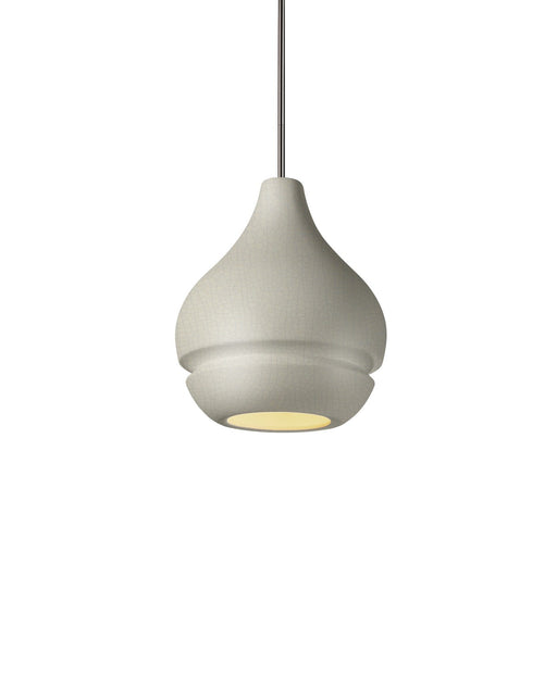Justice Designs - CER-6400-CRK-NCKL-RIGID - One Light Pendant - Radiance - White Crackle