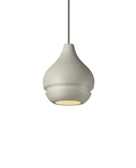 Justice Designs - CER-6400-CRK-NCKL-RIGID - One Light Pendant - Radiance - White Crackle
