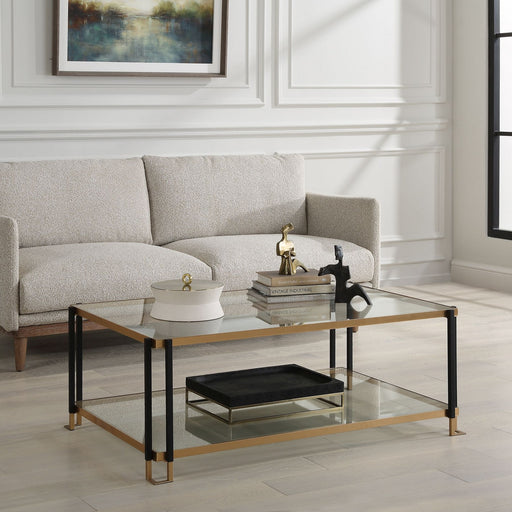 Uttermost - 24846 - Coffee Table - Kentmore - Matte Black And Gold Leaf