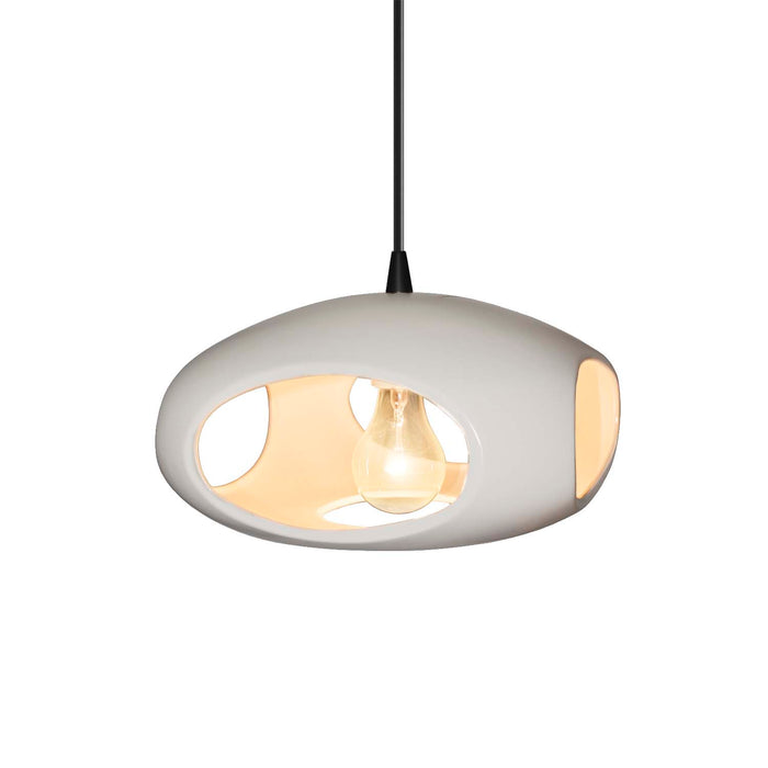 Justice Designs - CER-6440-BIS-MBLK-BKCD - One Light Pendant - Radiance - Bisque