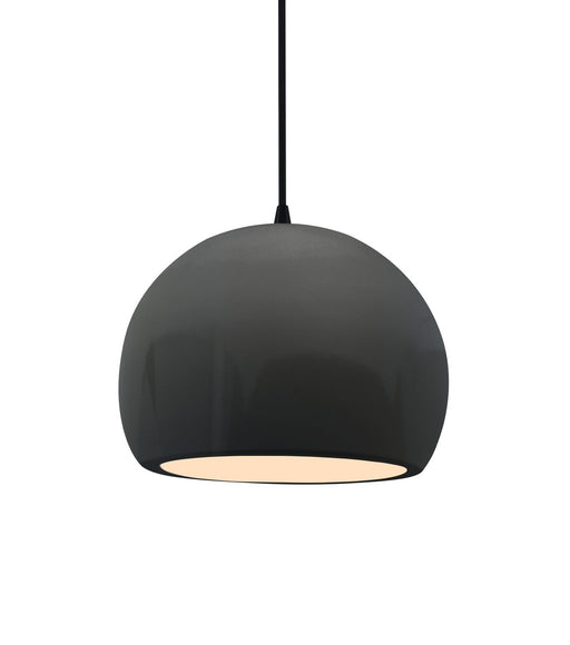 Justice Designs - CER-6530-GRY-MBLK-BKCD - One Light Pendant - Radiance - Gloss Grey
