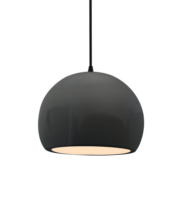 Justice Designs - CER-6530-GRY-MBLK-BKCD - One Light Pendant - Radiance - Gloss Grey