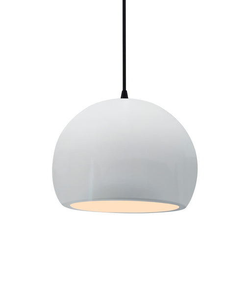 Justice Designs - CER-6530-WHT-MBLK-BKCD - One Light Pendant - Radiance - Gloss White