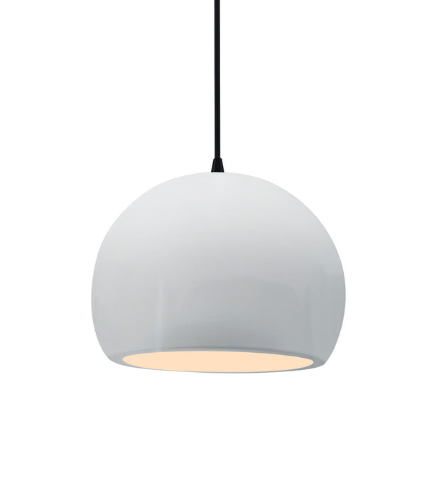 Justice Designs - CER-6530-WHT-MBLK-BKCD - One Light Pendant - Radiance - Gloss White
