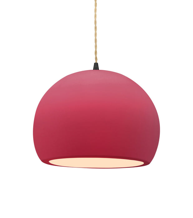Justice Designs - CER-6533-CRSE-MBLK-BEIG-TWST - One Light Pendant - Radiance - Cerise