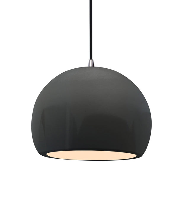 Justice Designs - CER-6533-GRY-NCKL-BKCD - One Light Pendant - Radiance - Gloss Grey
