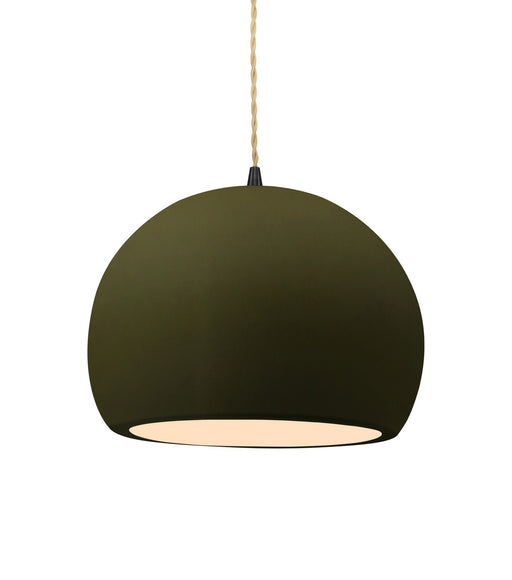 Justice Designs - CER-6533-MGRN-MBLK-BEIG-TWST - One Light Pendant - Radiance - Matte Green