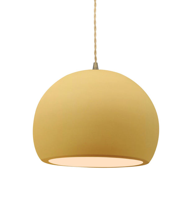 Justice Designs - CER-6533-MYLW-ABRS-BEIG-TWST - One Light Pendant - Radiance - Muted Yellow