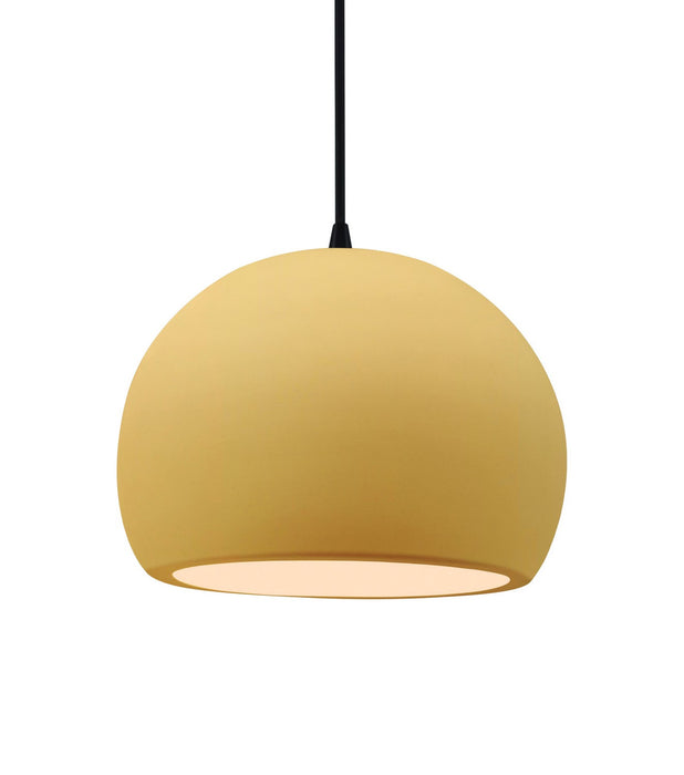 Justice Designs - CER-6533-MYLW-MBLK-BKCD - One Light Pendant - Radiance - Muted Yellow