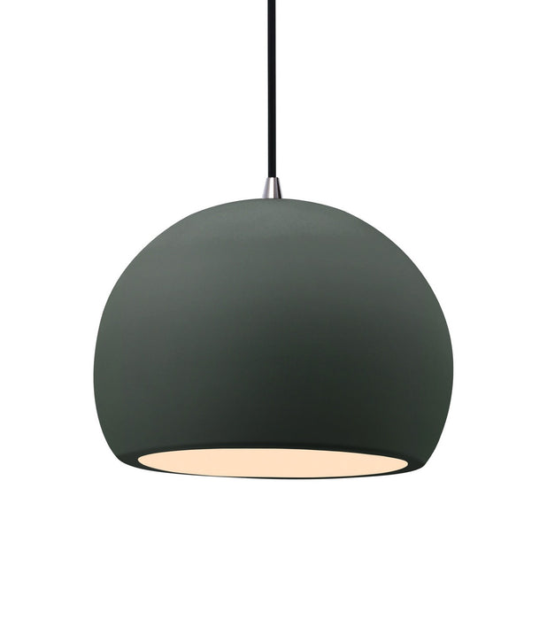 Justice Designs - CER-6533-PWGN-NCKL-BKCD - One Light Pendant - Radiance - Pewter Green