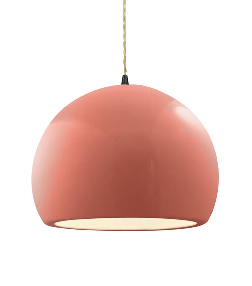 Justice Designs - CER-6535-BSH-MBLK-BEIG-TWST - One Light Pendant - Radiance - Gloss Blush