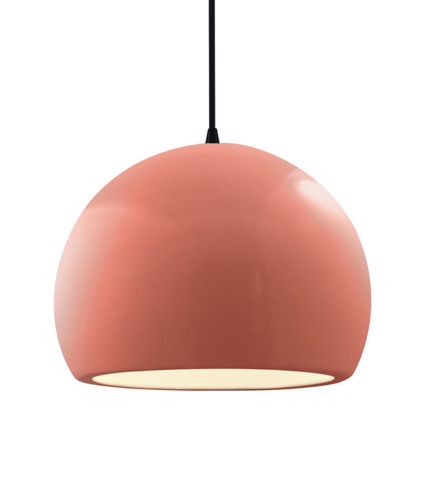 Justice Designs - CER-6535-BSH-MBLK-BKCD - One Light Pendant - Radiance - Gloss Blush