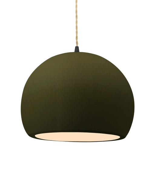 Justice Designs - CER-6535-MGRN-MBLK-BEIG-TWST - One Light Pendant - Radiance - Matte Green