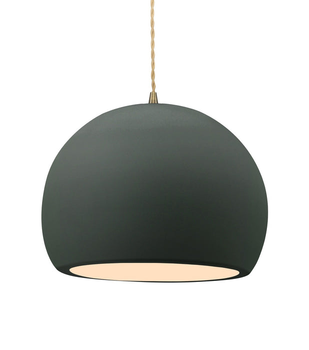 Justice Designs - CER-6535-PWGN-ABRS-BEIG-TWST - One Light Pendant - Radiance - Pewter Green