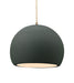 Justice Designs - CER-6535-PWGN-ABRS-BEIG-TWST - One Light Pendant - Radiance - Pewter Green